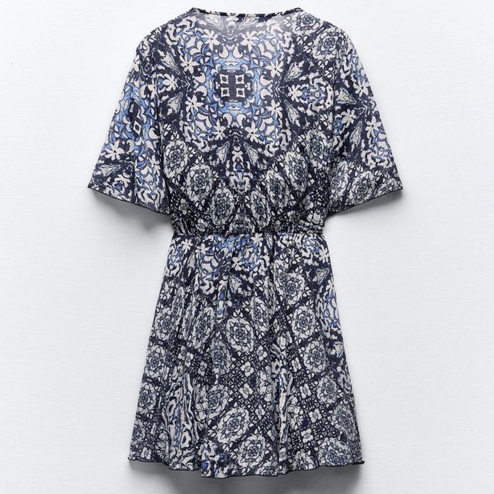 ZARA RUFFLED PRINTED MINI DRESS - Picture 5 of 8